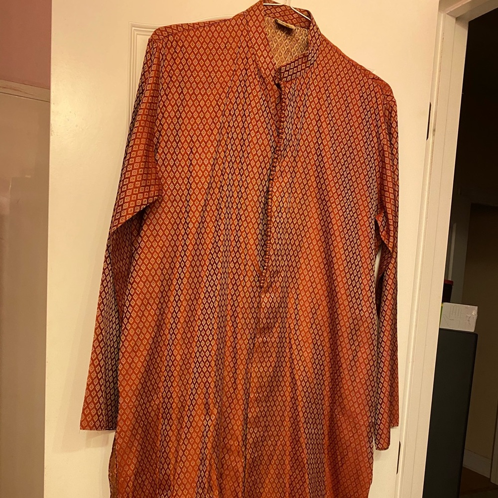 Mens Long Kurta Indian Party Dress Size Large